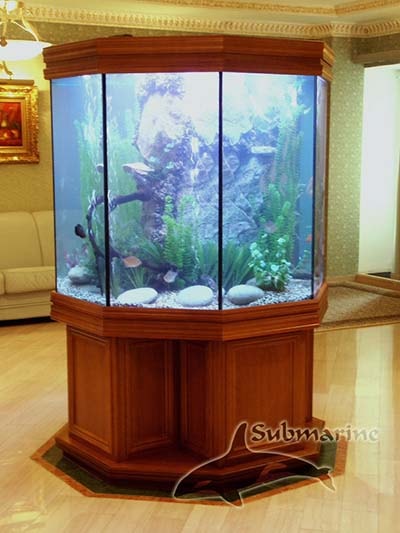 Цилиндрический аквариум оформление Субмарина
